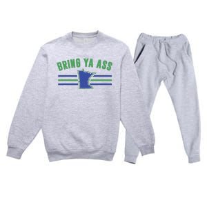 Funny Meme Bring Ya Ass Humor Premium Crewneck Sweatsuit Set