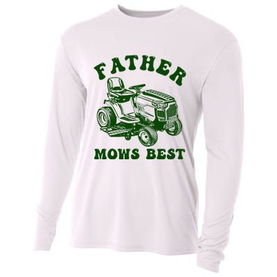 Father Mows Best Lawn Fathers Day Cooling Performance Long Sleeve Crew