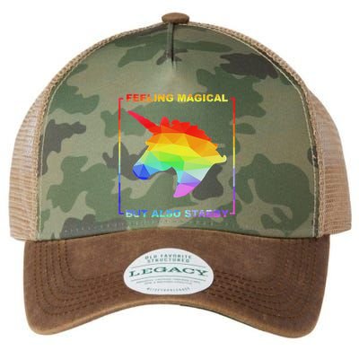 Feeling Magical But Also Stabby Funny Unicorn Legacy Tie Dye Trucker Hat