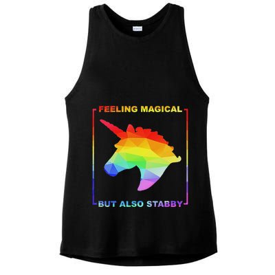 Feeling Magical But Also Stabby Funny Unicorn Ladies PosiCharge Tri-Blend Wicking Tank