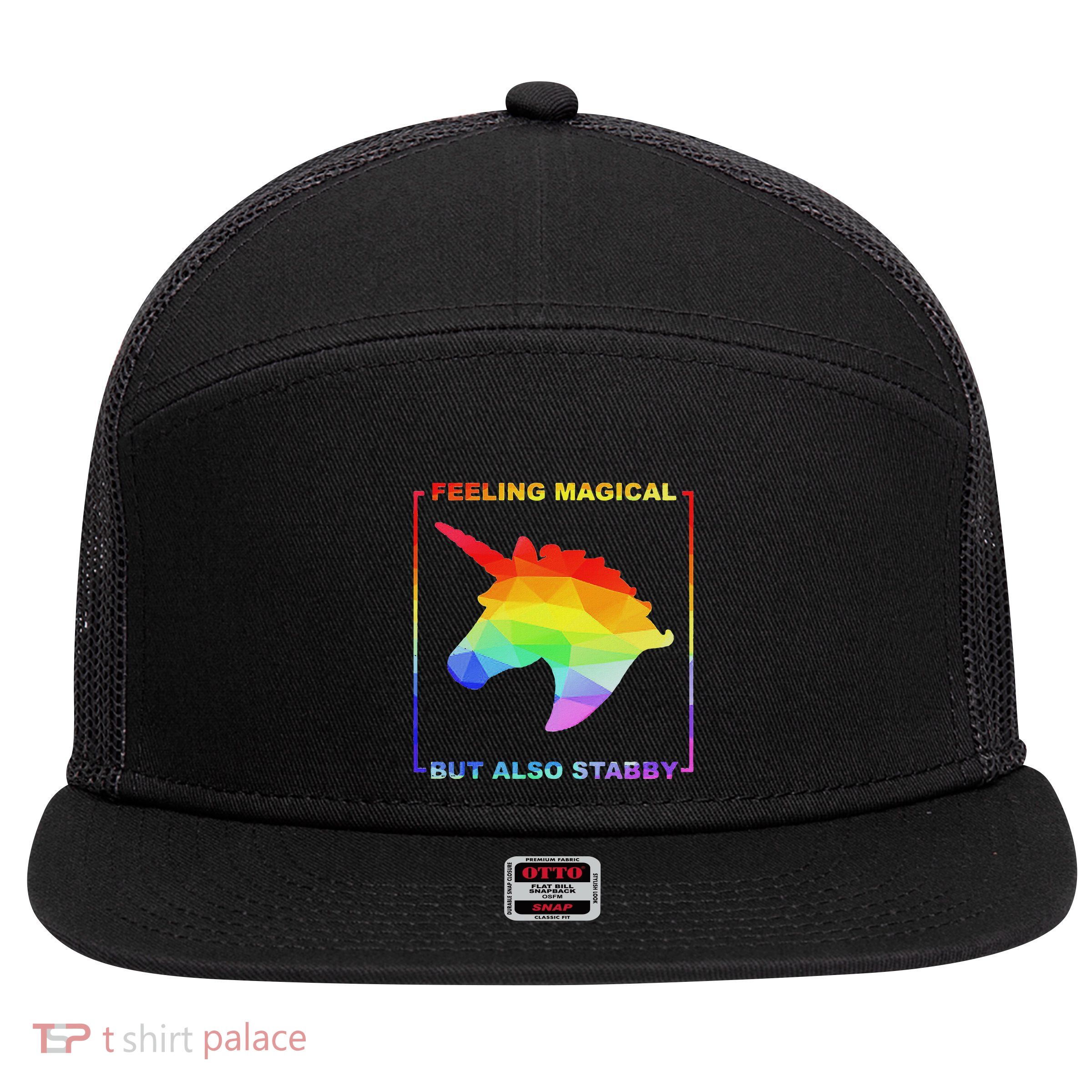 Feeling Magical But Also Stabby Funny Unicorn 7 Panel Mesh Trucker Snapback Hat