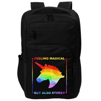 Feeling Magical But Also Stabby Funny Unicorn Impact Tech Backpack