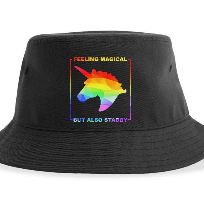 Feeling Magical But Also Stabby Funny Unicorn Sustainable Bucket Hat