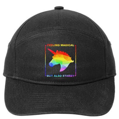 Feeling Magical But Also Stabby Funny Unicorn 7-Panel Snapback Hat