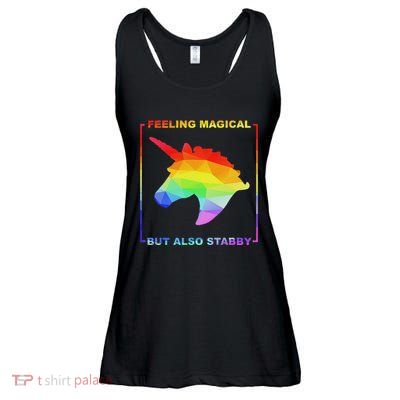 Feeling Magical But Also Stabby Funny Unicorn Ladies Essential Flowy Tank