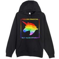 Feeling Magical But Also Stabby Funny Unicorn Premium Pullover Hoodie