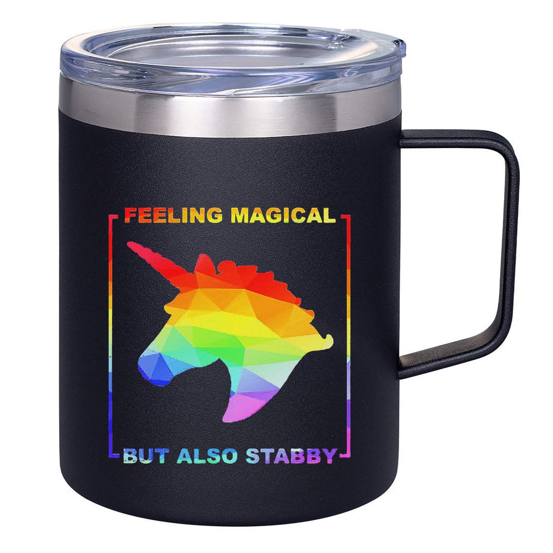 Feeling Magical But Also Stabby Funny Unicorn 12oz Stainless Steel Coffee Mug