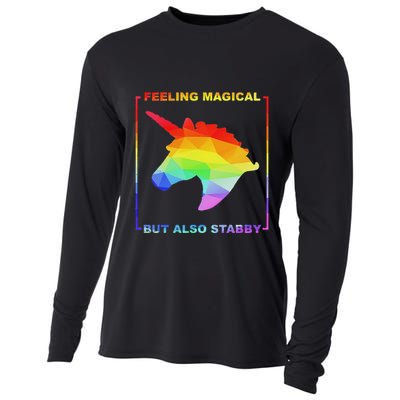 Feeling Magical But Also Stabby Funny Unicorn Cooling Performance Long Sleeve Crew