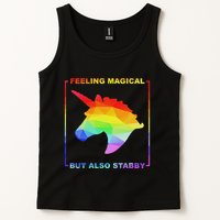 Feeling Magical But Also Stabby Funny Unicorn Tank Top