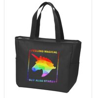 Feeling Magical But Also Stabby Funny Unicorn Zip Tote Bag