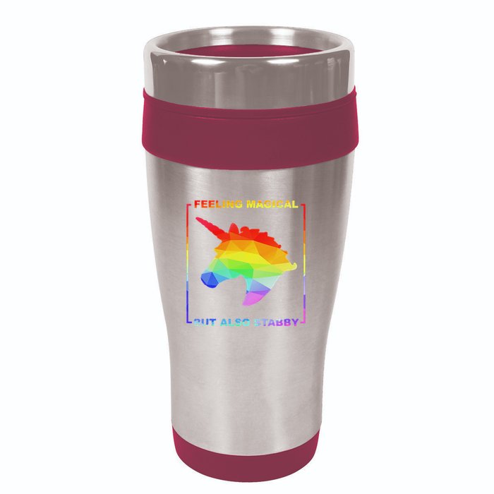 Feeling Magical But Also Stabby Funny Unicorn 16oz Travel Tumbler