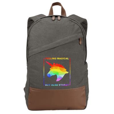Feeling Magical But Also Stabby Funny Unicorn Cotton Canvas Backpack