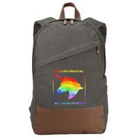 Feeling Magical But Also Stabby Funny Unicorn Cotton Canvas Backpack