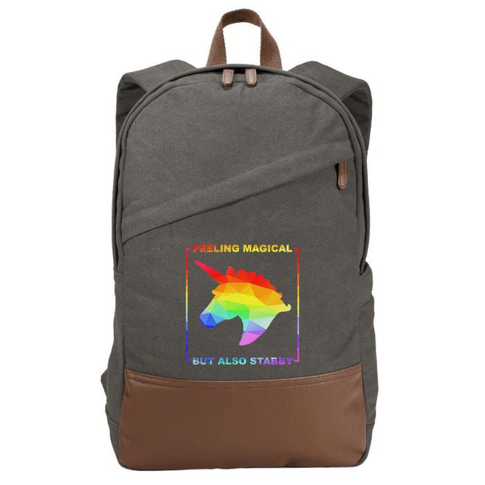 Feeling Magical But Also Stabby Funny Unicorn Cotton Canvas Backpack