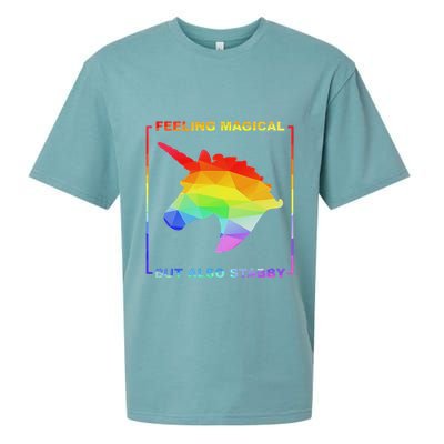 Feeling Magical But Also Stabby Funny Unicorn Sueded Cloud Jersey T-Shirt