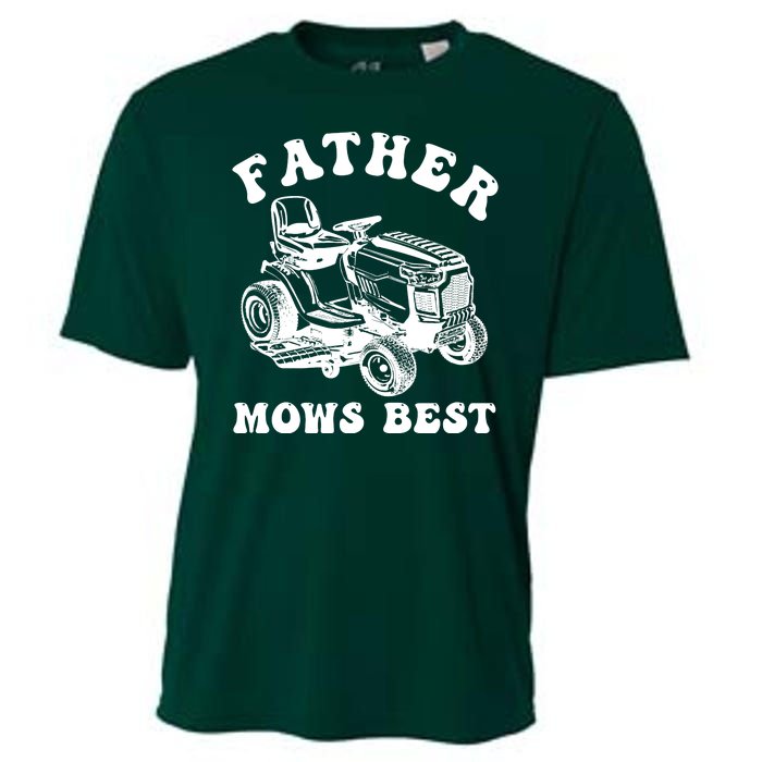 Father Mows Best Lawn Care Dad Mowing Gardener Fathers Day Cooling Performance Crew T-Shirt