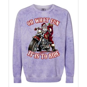 Funny Motorcycle Biker Grandpa Santa Rider Christmas Gift Colorblast Crewneck Sweatshirt