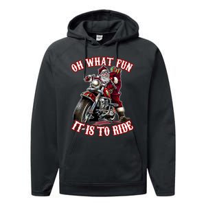 Funny Motorcycle Biker Grandpa Santa Rider Christmas Gift Performance Fleece Hoodie