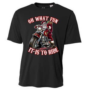 Funny Motorcycle Biker Grandpa Santa Rider Christmas Gift Cooling Performance Crew T-Shirt