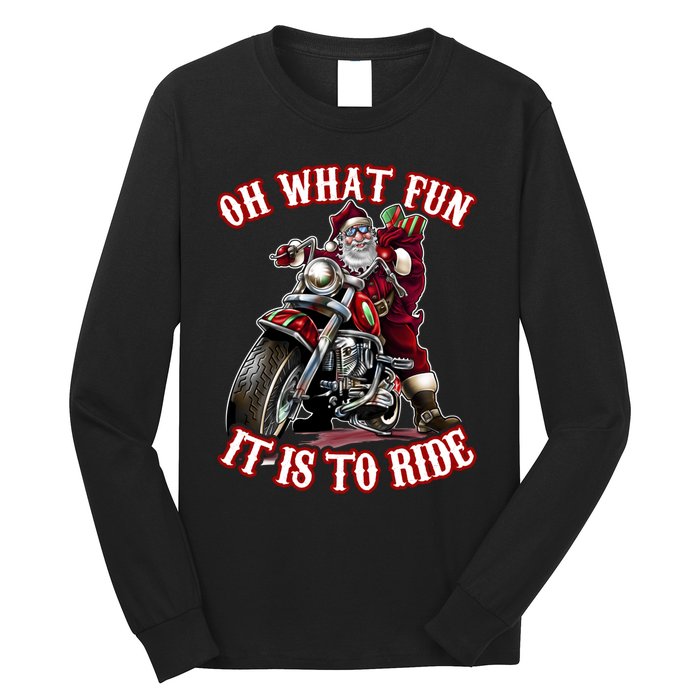 Funny Motorcycle Biker Grandpa Santa Rider Christmas Gift Long Sleeve Shirt