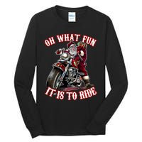 Funny Motorcycle Biker Grandpa Santa Rider Christmas Gift Tall Long Sleeve T-Shirt