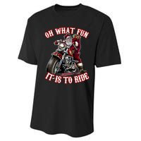 Funny Motorcycle Biker Grandpa Santa Rider Christmas Gift Performance Sprint T-Shirt