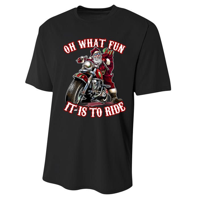 Funny Motorcycle Biker Grandpa Santa Rider Christmas Gift Performance Sprint T-Shirt