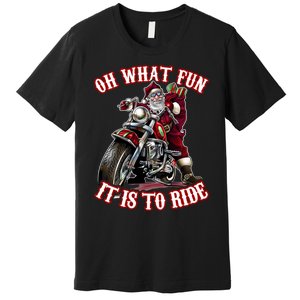 Funny Motorcycle Biker Grandpa Santa Rider Christmas Gift Premium T-Shirt