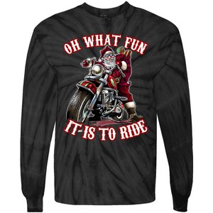 Funny Motorcycle Biker Grandpa Santa Rider Christmas Gift Tie-Dye Long Sleeve Shirt