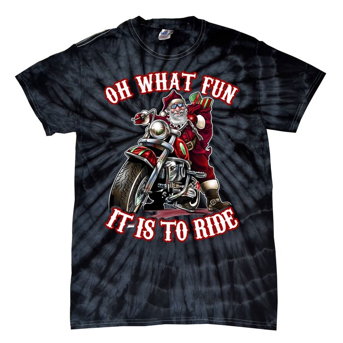 Funny Motorcycle Biker Grandpa Santa Rider Christmas Gift Tie-Dye T-Shirt