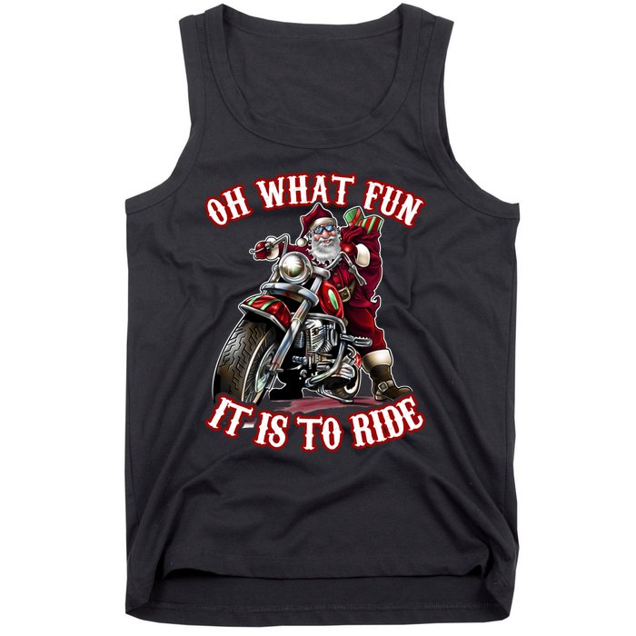 Funny Motorcycle Biker Grandpa Santa Rider Christmas Gift Tank Top