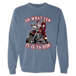 Funny Motorcycle Biker Grandpa Santa Rider Christmas Gift Garment-Dyed Sweatshirt