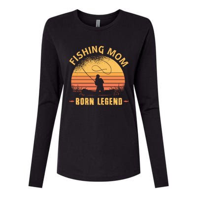 Fishing Mom Born Legend Gift Funny Wildlife Outdoor Hunting Cute Gift Womens Cotton Relaxed Long Sleeve T-Shirt