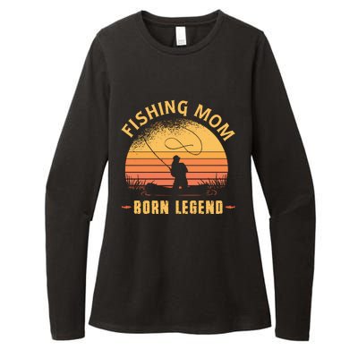 Fishing Mom Born Legend Gift Funny Wildlife Outdoor Hunting Cute Gift Womens CVC Long Sleeve Shirt