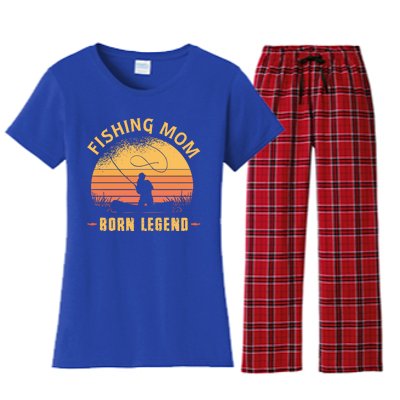 Fishing Mom Born Legend Gift Funny Wildlife Outdoor Hunting Cute Gift Women's Flannel Pajama Set