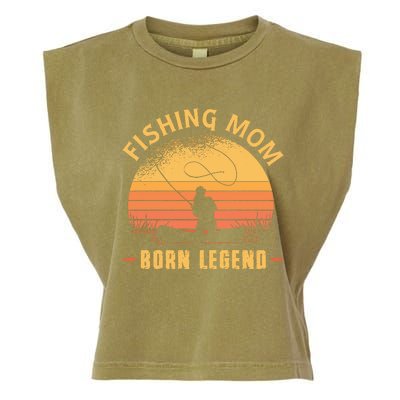 Fishing Mom Born Legend Gift Funny Wildlife Outdoor Hunting Cute Gift Garment-Dyed Women's Muscle Tee