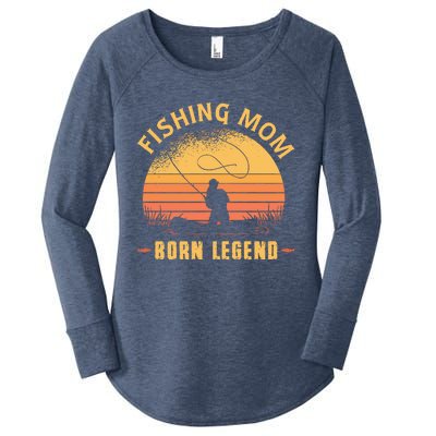 Fishing Mom Born Legend Gift Funny Wildlife Outdoor Hunting Cute Gift Women's Perfect Tri Tunic Long Sleeve Shirt