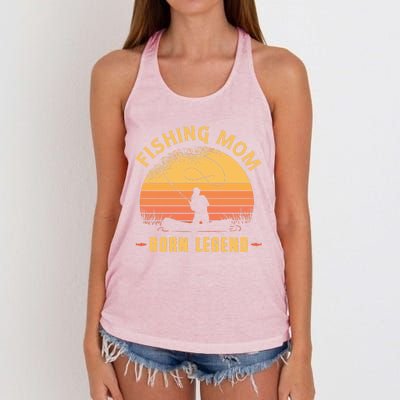 Fishing Mom Born Legend Gift Funny Wildlife Outdoor Hunting Cute Gift Women's Knotted Racerback Tank