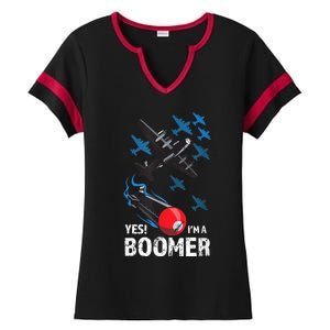 Funny Military Bomber Design For Boomers Ladies Halftime Notch Neck Tee