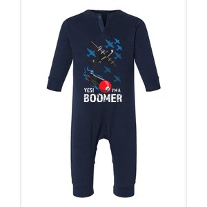 Funny Military Bomber Design For Boomers Infant Fleece One Piece