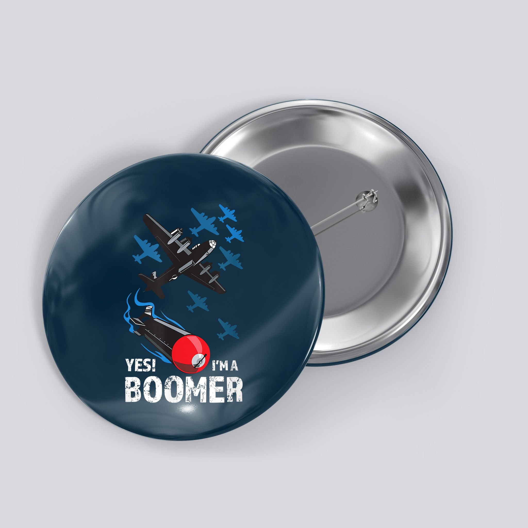 Funny Military Bomber Design For Boomers Button