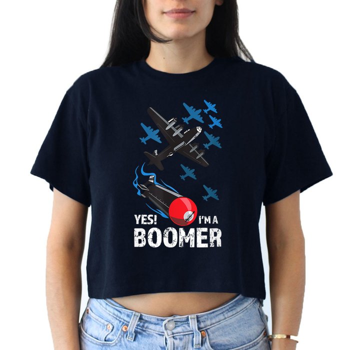 Funny Military Bomber Design For Boomers Women's Crop Top Tee