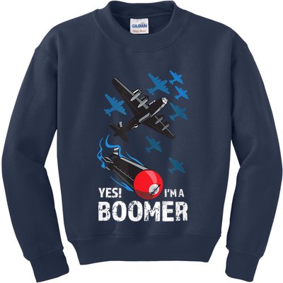 Funny Military Bomber Design For Boomers Kids Sweatshirt