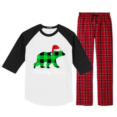 Family Matching Buffalo Plaid Daddy Bear Christmas Pajama Gift Raglan Sleeve Pajama Set