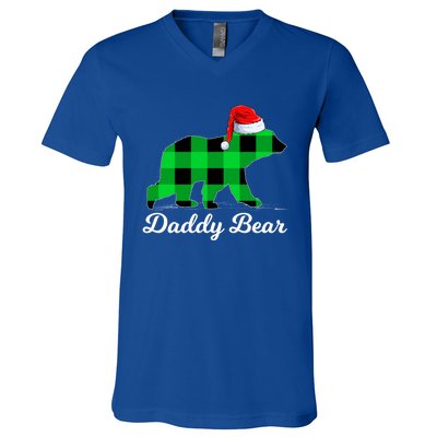 Family Matching Buffalo Plaid Daddy Bear Christmas Pajama Gift V-Neck T-Shirt