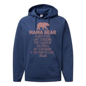 Funny Mama Bear Rawr Performance Fleece Hoodie