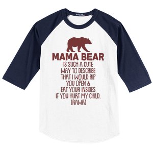 Funny Mama Bear Rawr Baseball Sleeve Shirt