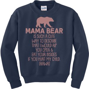 Funny Mama Bear Rawr Kids Sweatshirt