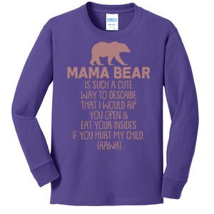 Funny Mama Bear Rawr Kids Long Sleeve Shirt