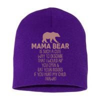 Funny Mama Bear Rawr Short Acrylic Beanie